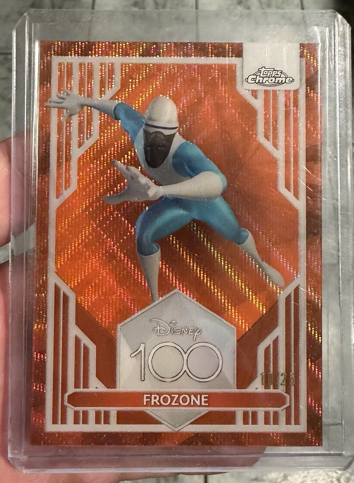 2023 Topps Chrome Disney 100 Frozone #5 Orange Wave Refractor 10/25