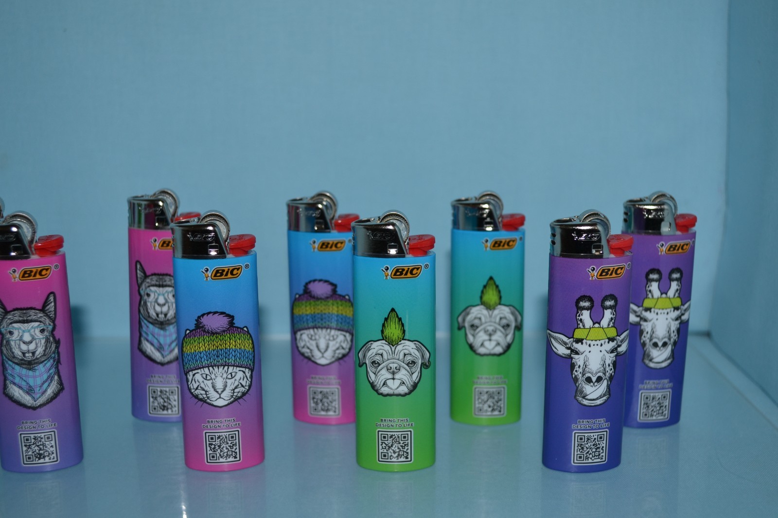 (12) BIC Special Edition Lighters, Animals With Hats