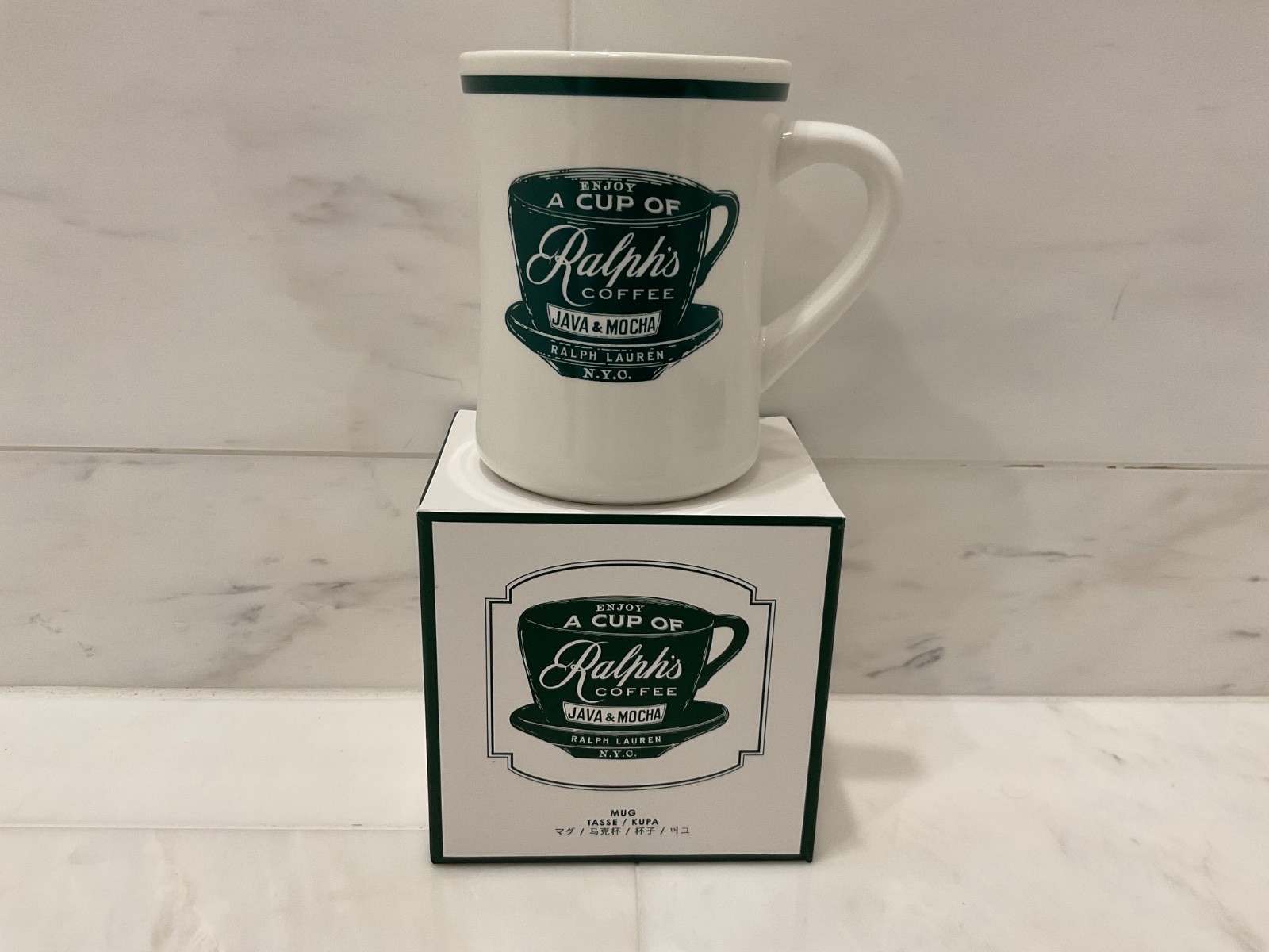 NEW Polo Ralph Lauren 14oz RALPH’S COFFEE Logo Porcelain Coffee Tea Mug