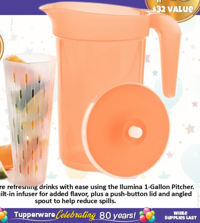 NEW Tupperware~ 1 Gallon Pitcher ~with Infuser