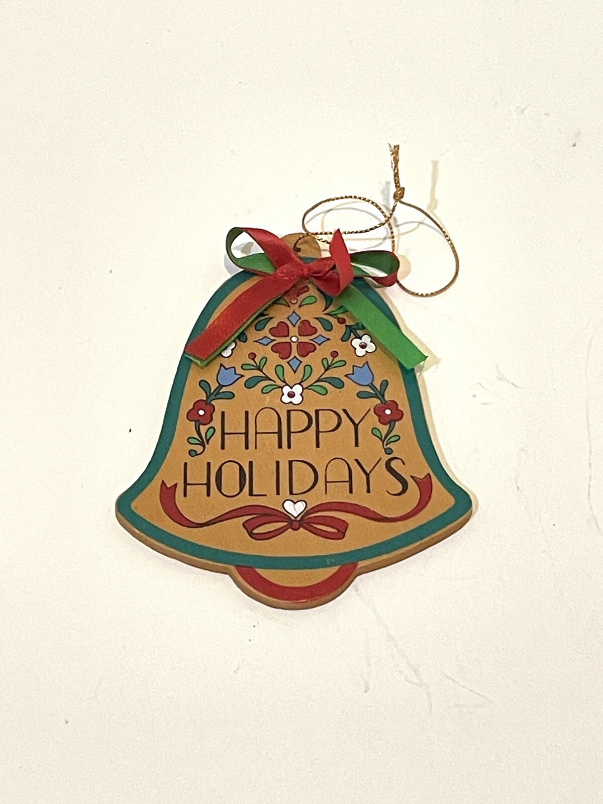 Cute Happy Holidays Wooden Bell Ornament