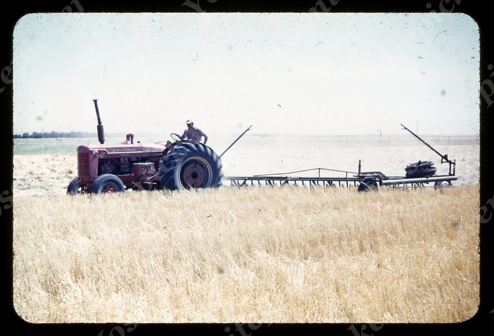 sl04 Original Slide 1950’s Red Kodachrome McCormick Tractor 331a