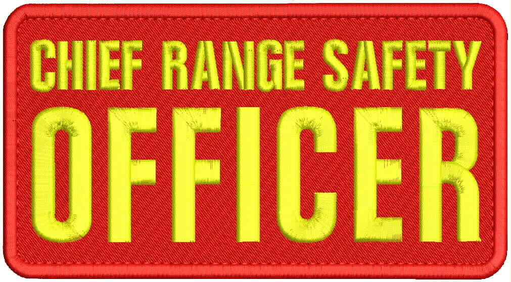 CHIEF RANGE SAFETY OFFICER EMB PATCH 8×4 HOOK ON BACK RED/YELLOW