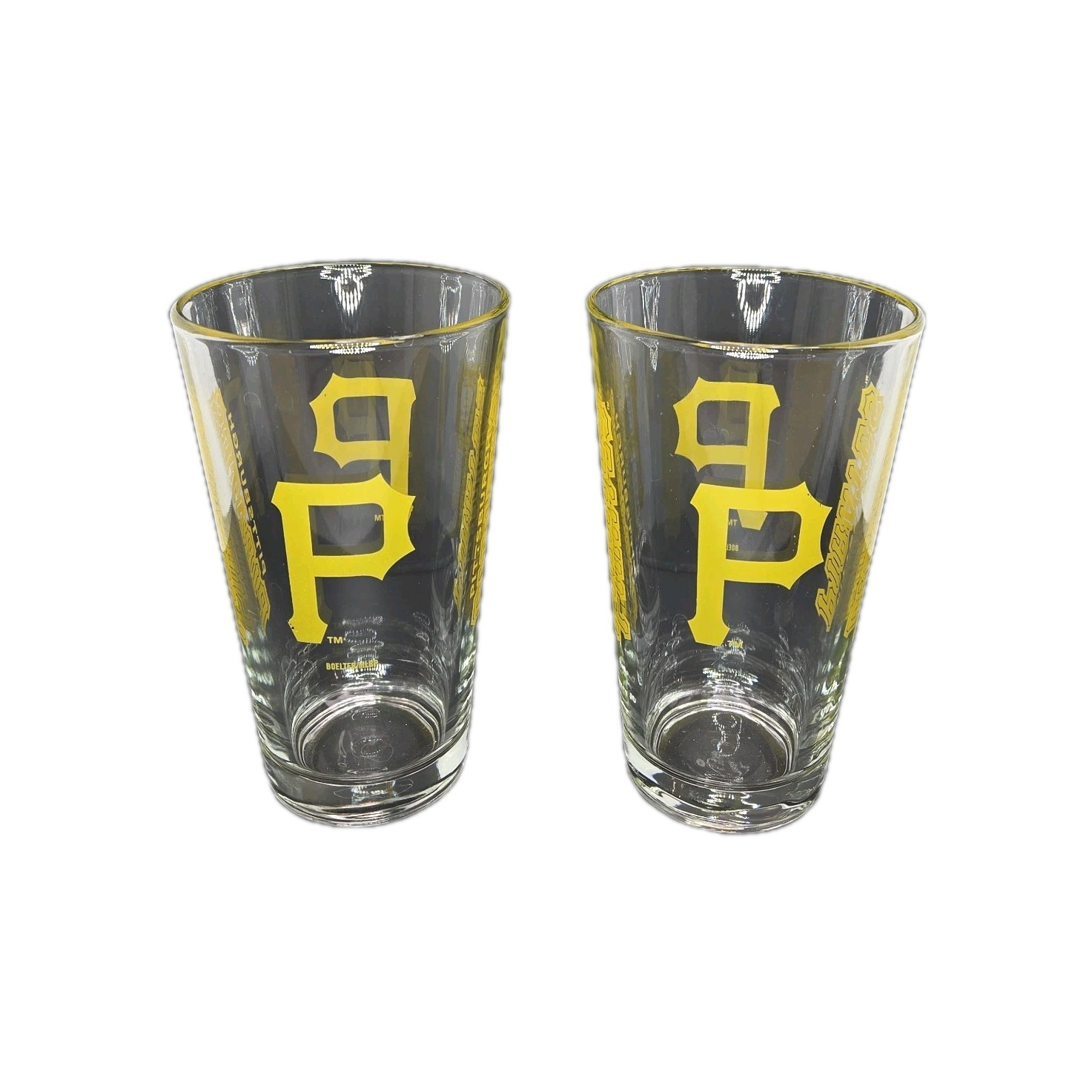 Baseball Pittsburgh Pirates Pint Glasses Yellow P Logo Clear MLB Beer Barware…