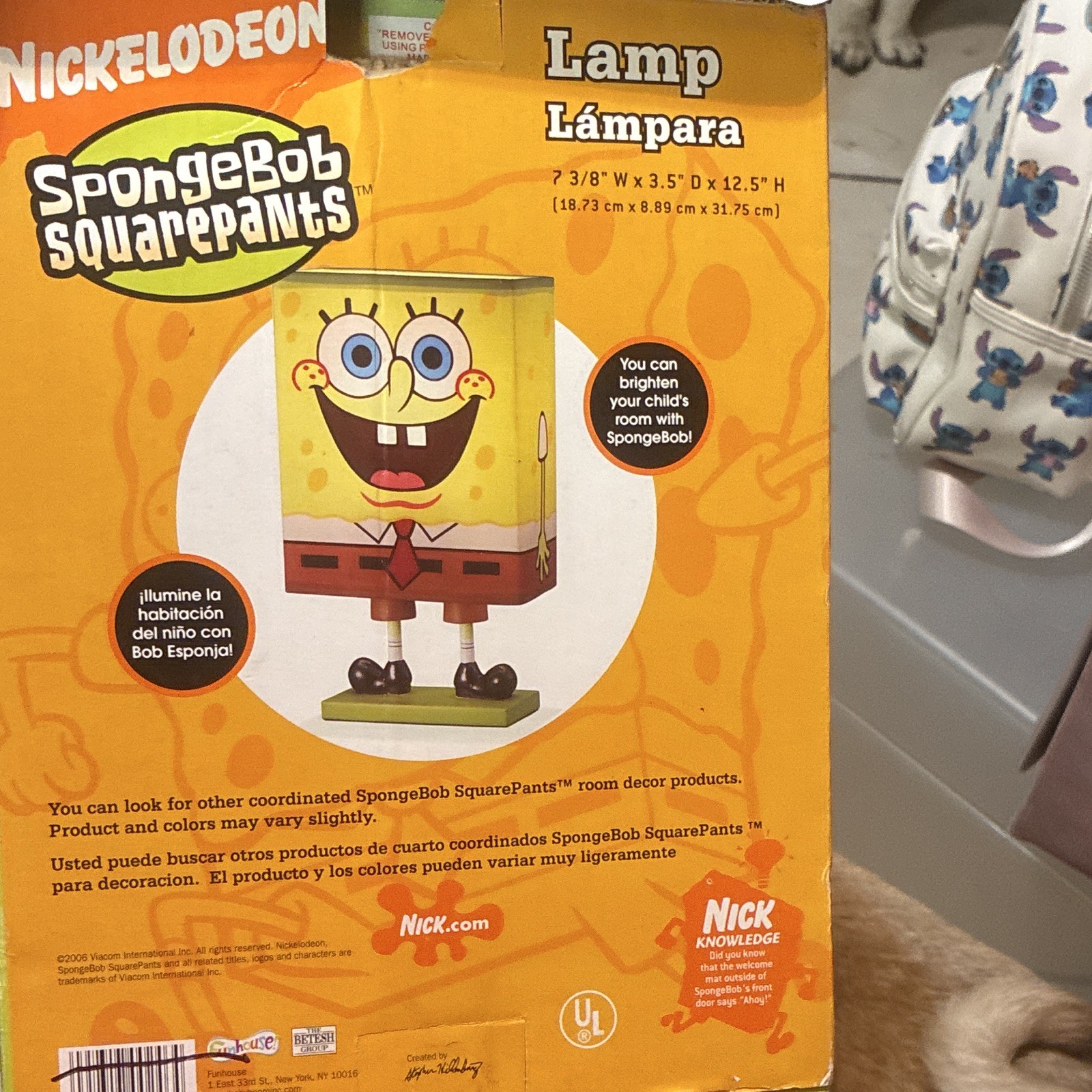 Nickelodeon SpongeBob SquarePants Lamp 12.5in UL Corded Knob Multicolor