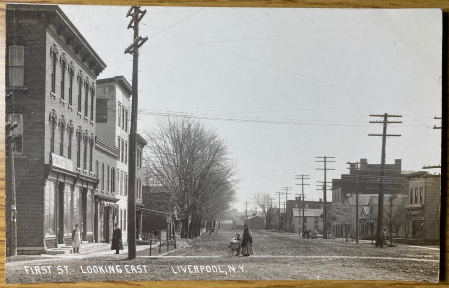 1910s RPPC LIVERPOOL NEW YORK antique real photo postcard FIRST ST. LOOKING EAST