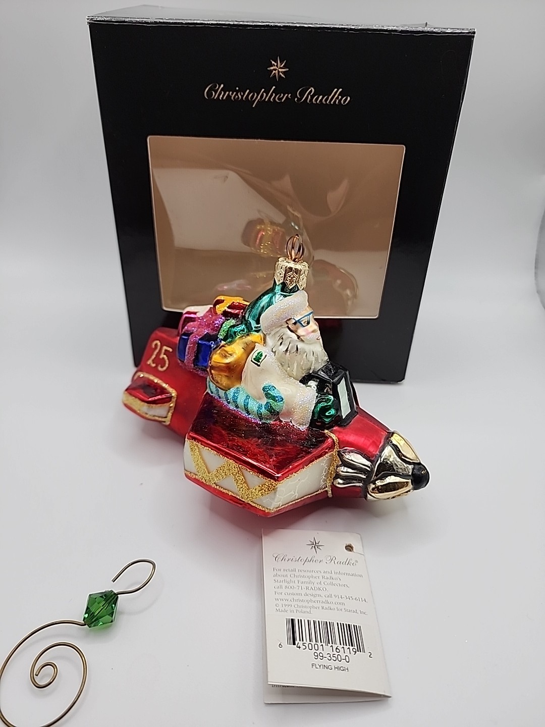 Vintage Christopher Radko Ornament Santa Plane 25 Flying High 99-350-0