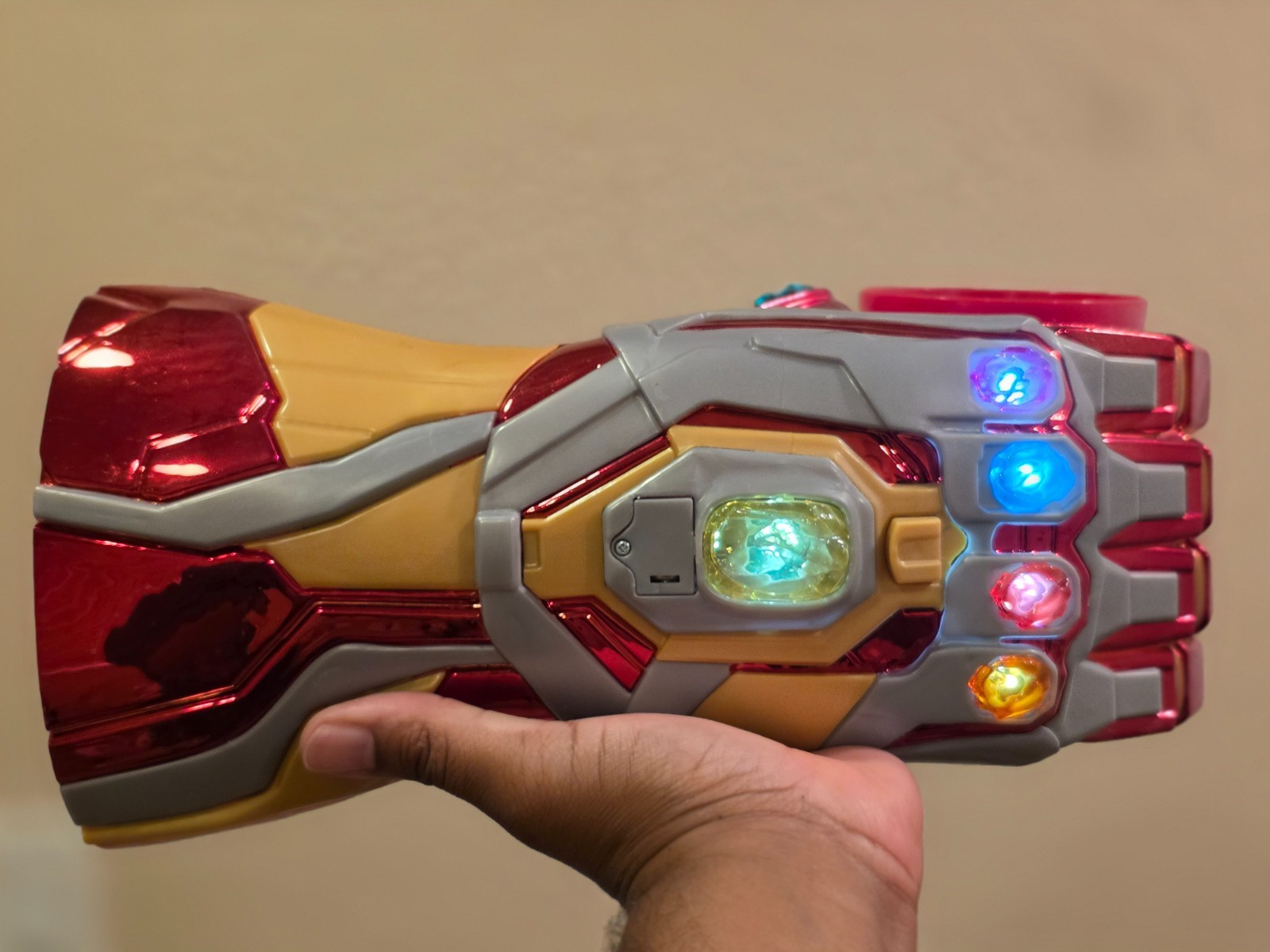 Disney Parks Marvel Avengers Iron Man Nano Gauntlet Light Up Drink Cup Holder