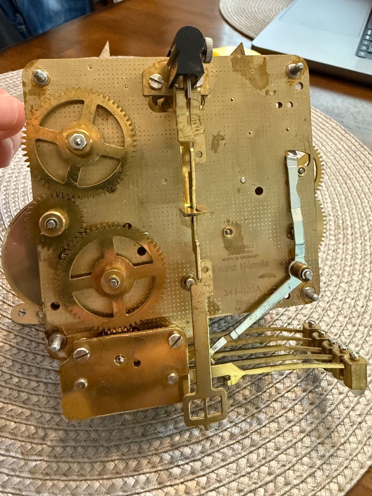 Franz Hermle Clock Movement 341-020A ( 25 cm ) for Parts or Repair