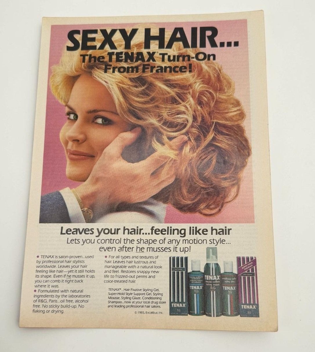 Tenax Salon Hair Products Vintage Print Ad 1980s Womens Sexy Hair