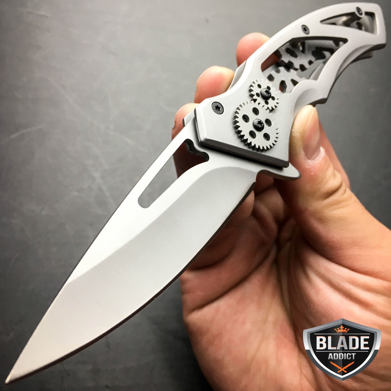 7.75″ STEAMPUNK STYLE Pocket Folding Knife Survival Hunting EDC Razor Blade NEW