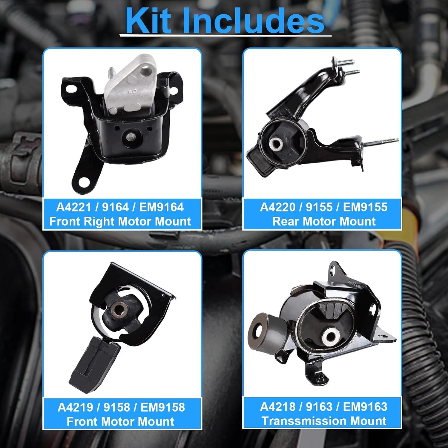 Engine Motor and Trans Mounts Compatible with 2003-2008 Toyota Corolla 1.8L, Mat