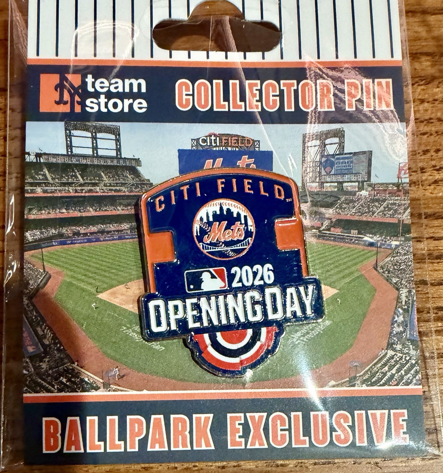 NY METS OPENING DAY PIN 2026 CITI FIELD BASEBALL FLAG