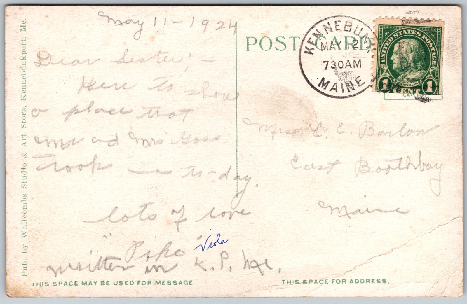 c1924 Oceanic House Kennebunkport Maine ANTIQUE Postcard 3552