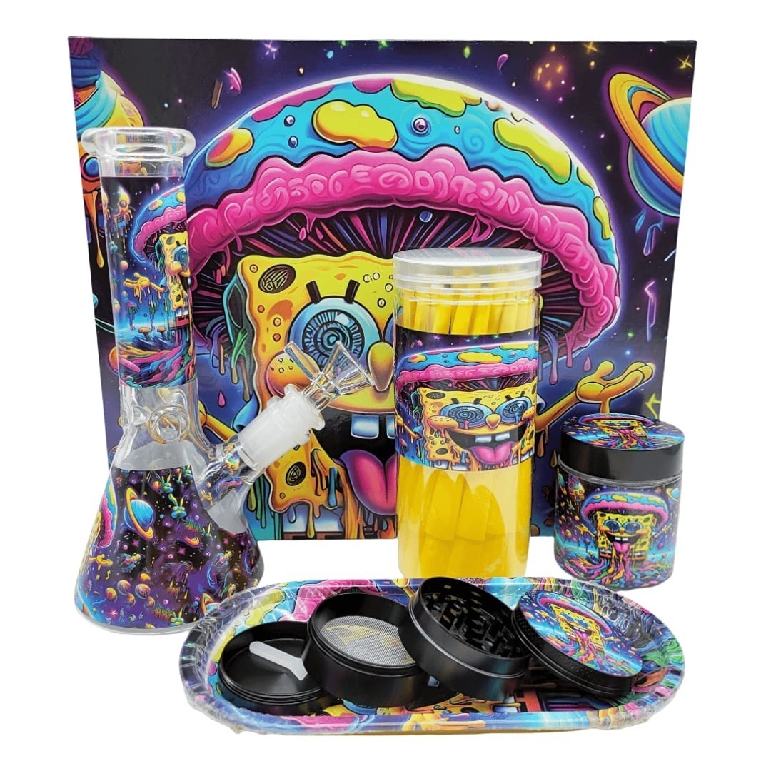 8″ SQUARE PANTS SPONGE BOB Beaker Water Bong Bubbler Pipe Collector Set