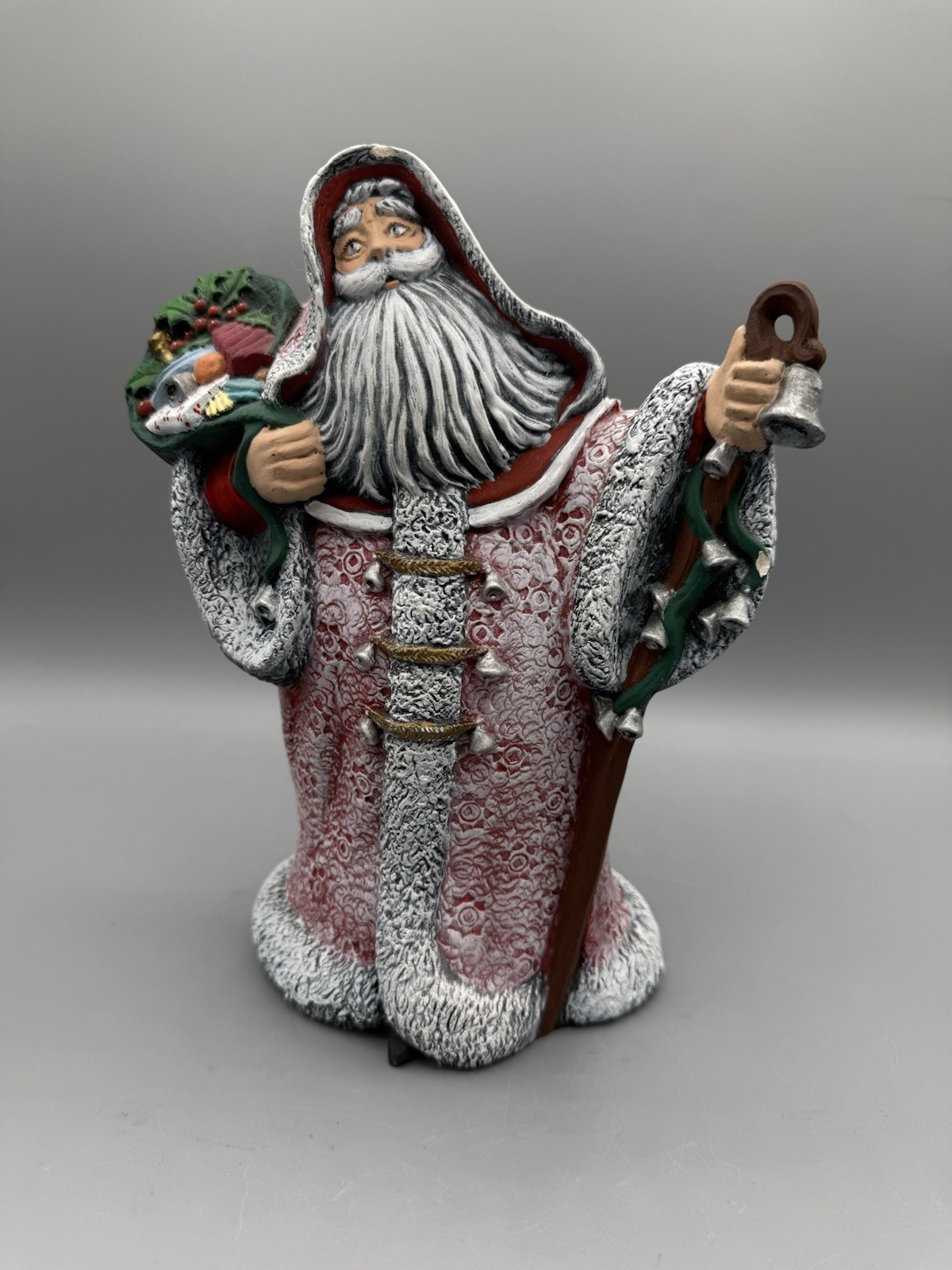 Folk Art Style Resin Santa Claus Figurine 8” Holiday Décor See Photos