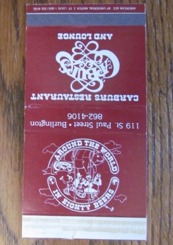 FICTIONAL CHARACTER MATCHBOX COVER: AROUND THE WORLD IN 80 BEERS MATCHCOVER -B4