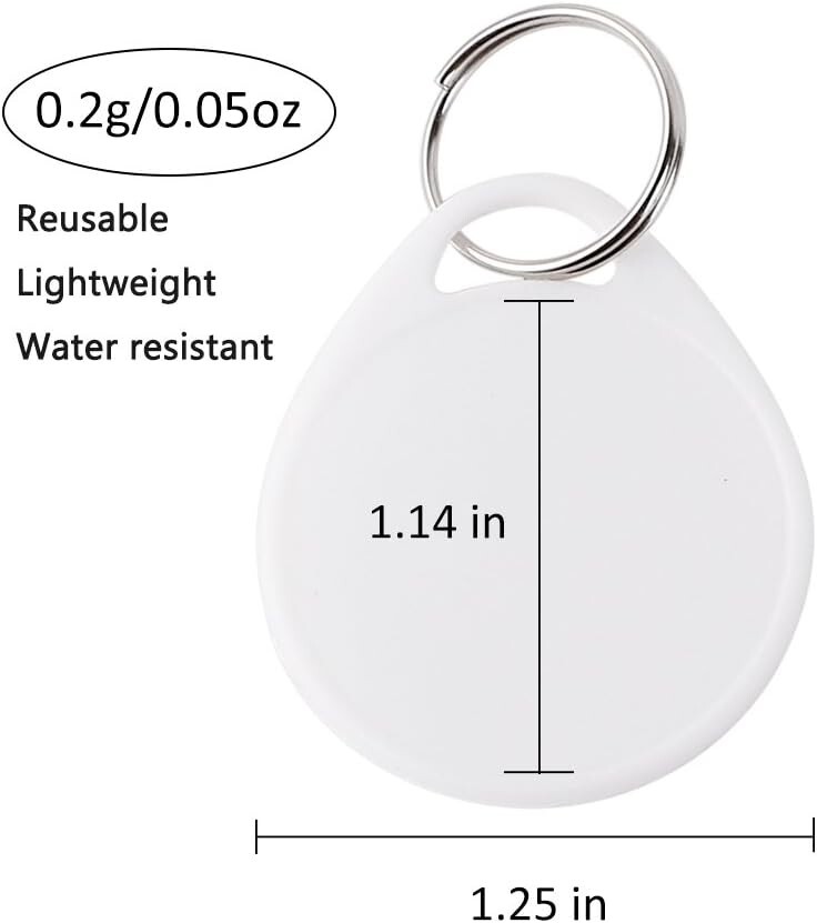 55 pcs Round Key Tags with Split Ring 1.5 Inch White Plastic Writable Stickers