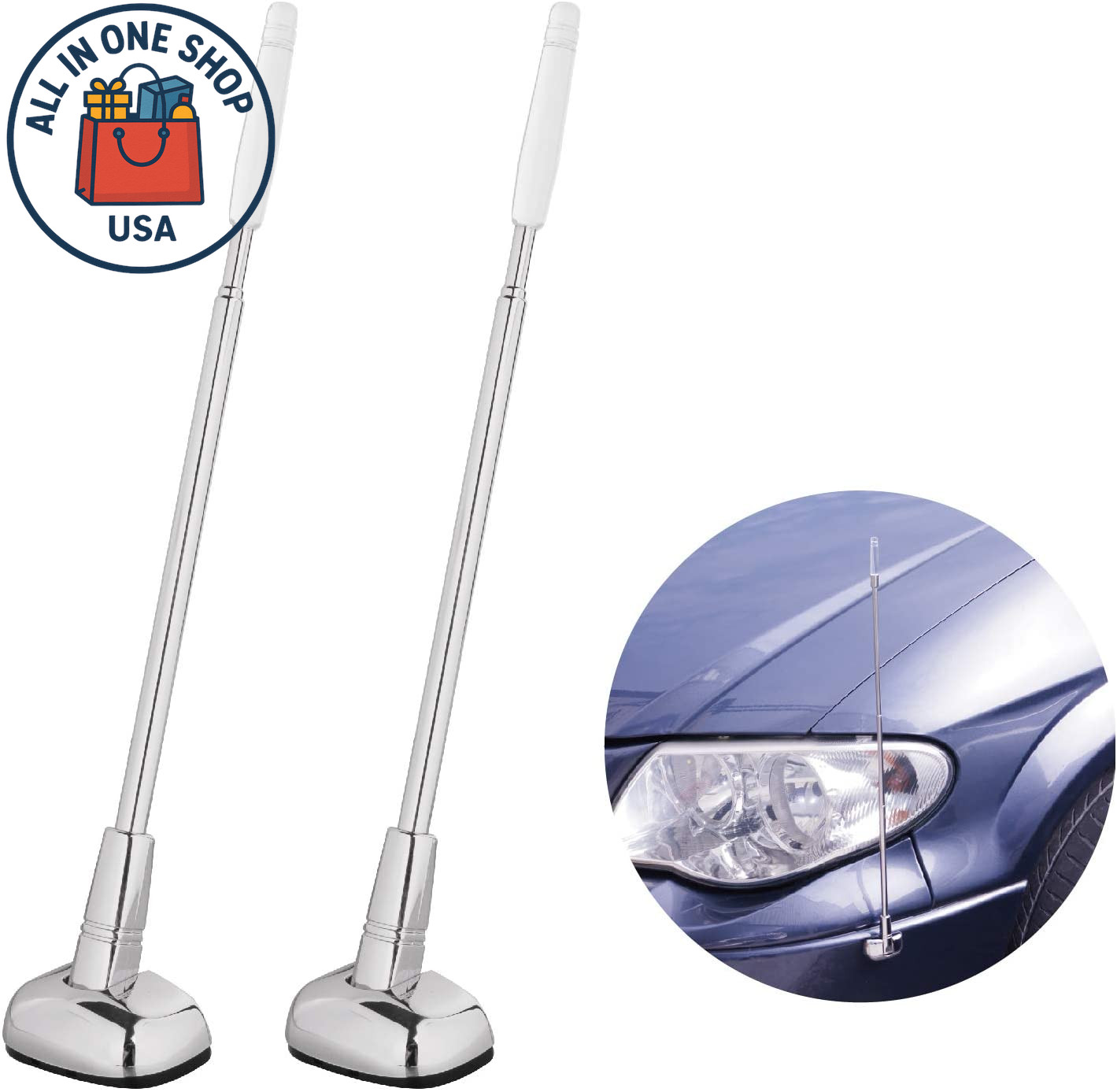 2-Pack Universal Car Bumper Corner Antenna Pole Parking Marker Protectors