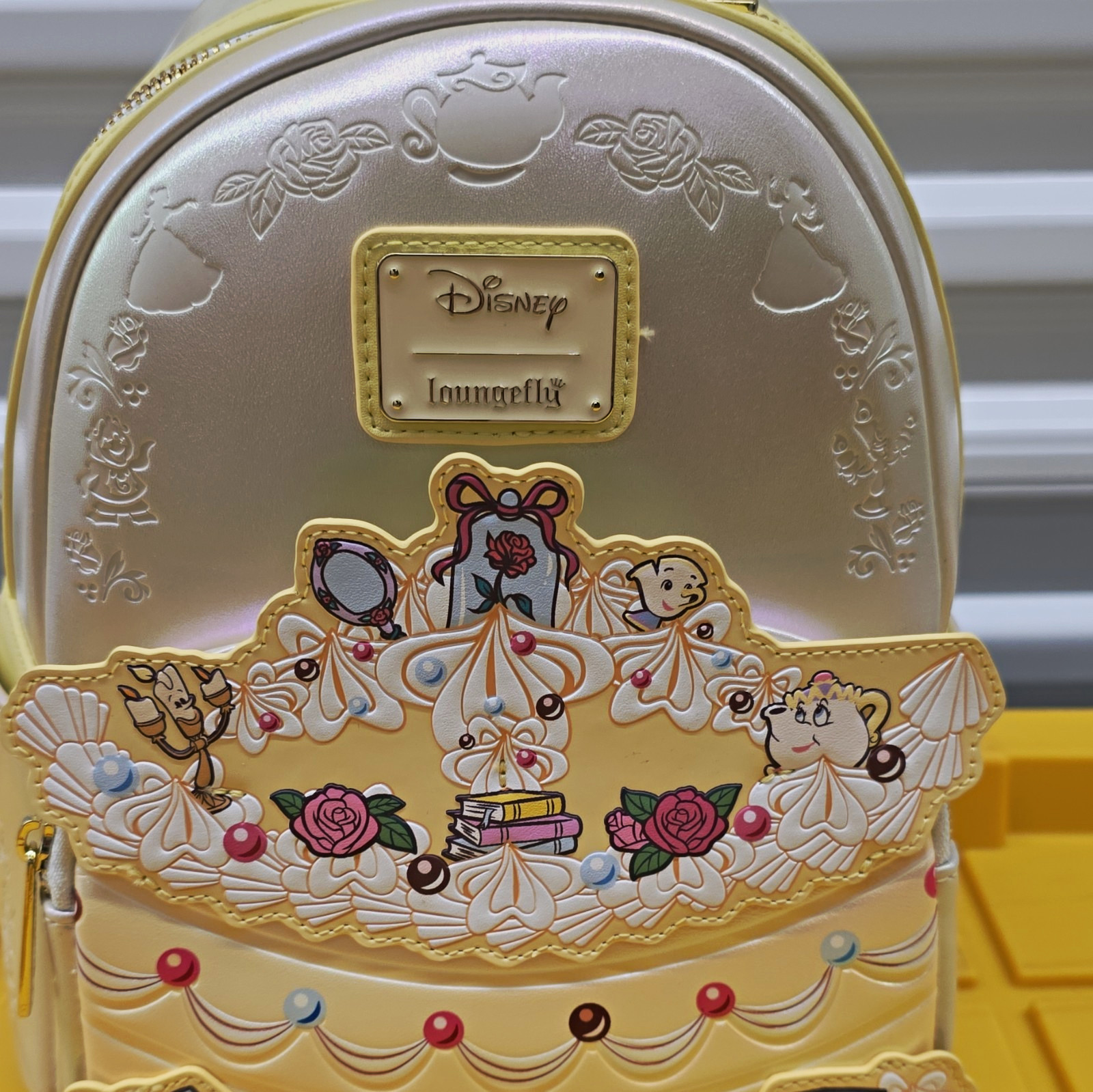 Loungefly Disney Beauty and the Beast Cake Mini Backpack Gold Disney Franchise