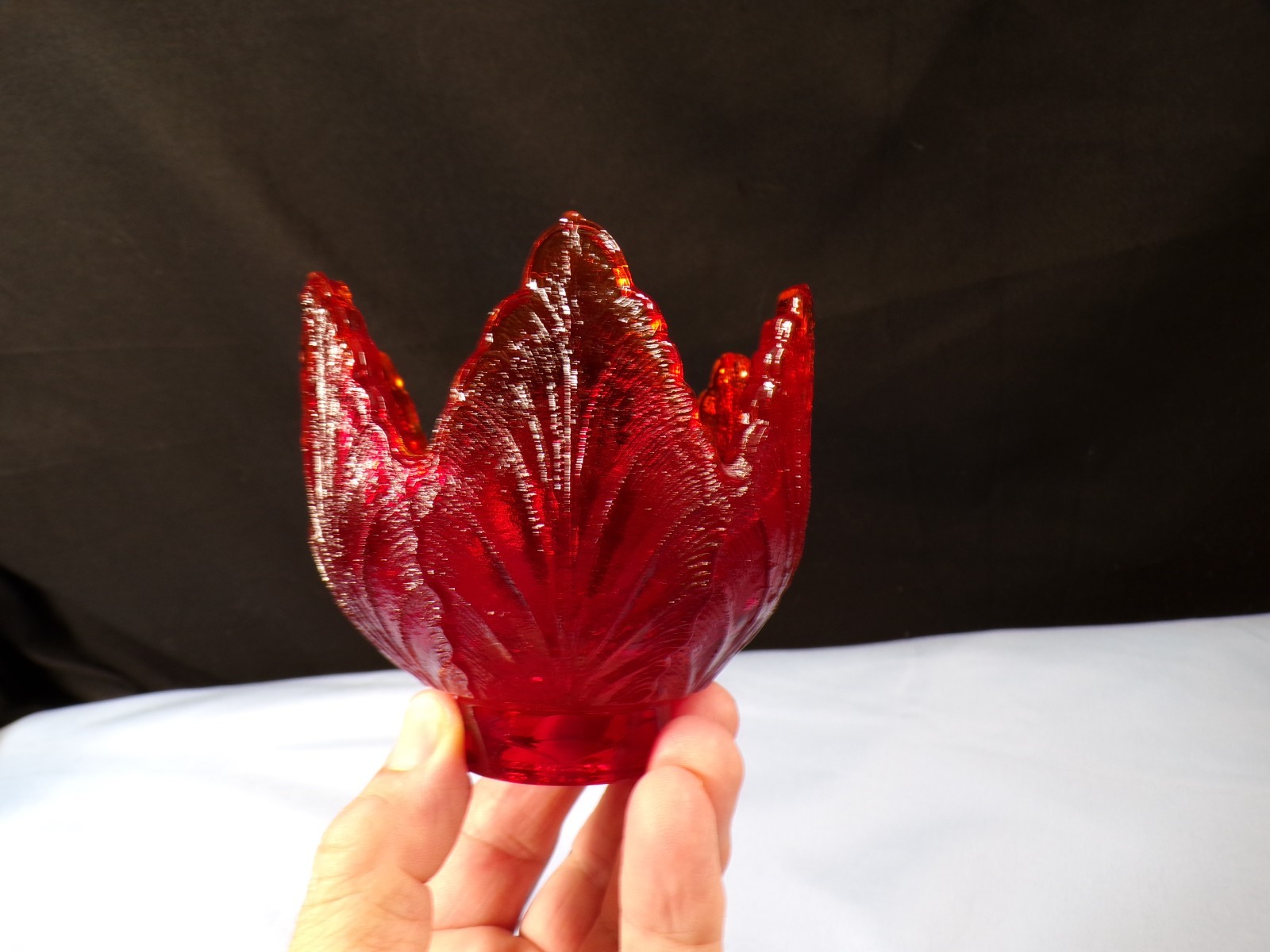Ruby Red Glass Tulip Shaped Small Torchiere Lamp Shade