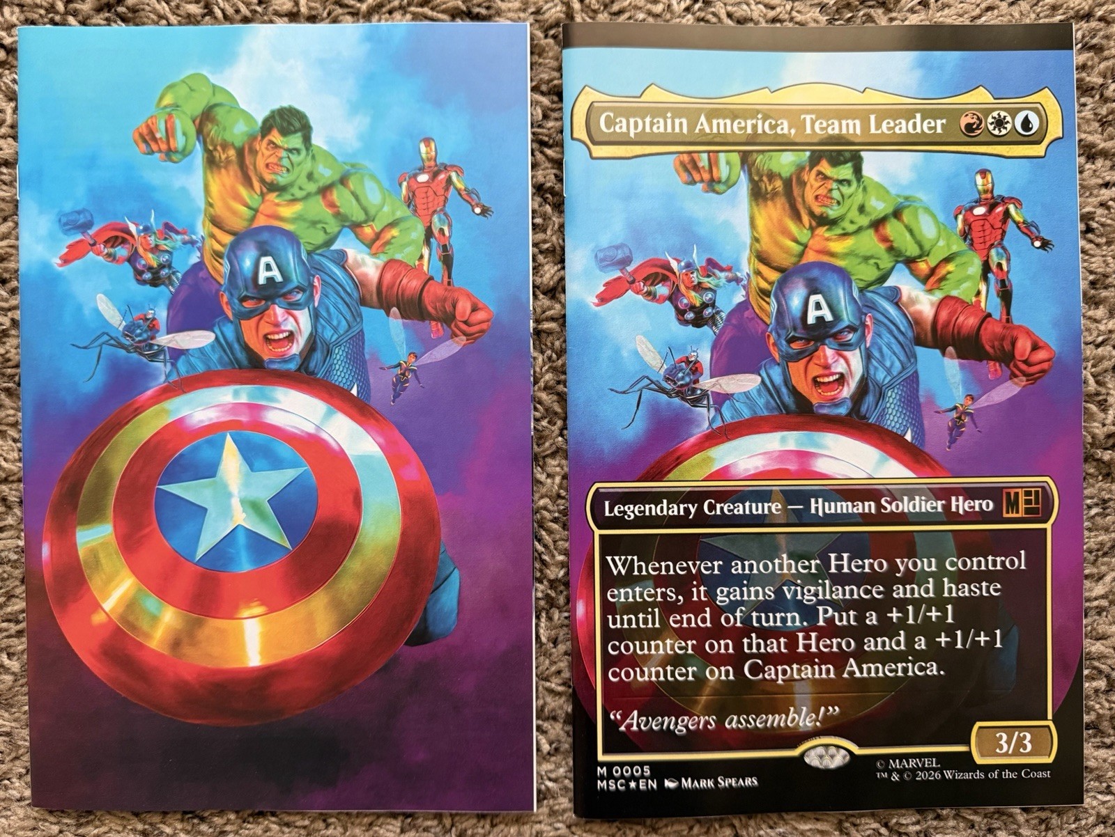 Captain America #12 Mark Spears Magic the Gathering MTG Variant + Virgin 1:50