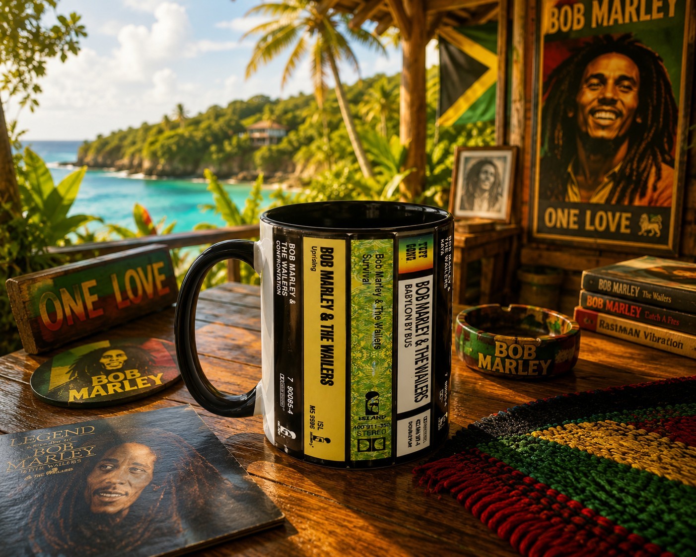 Bob Marley Coffe Mug 11oz Cassette Stack Albums