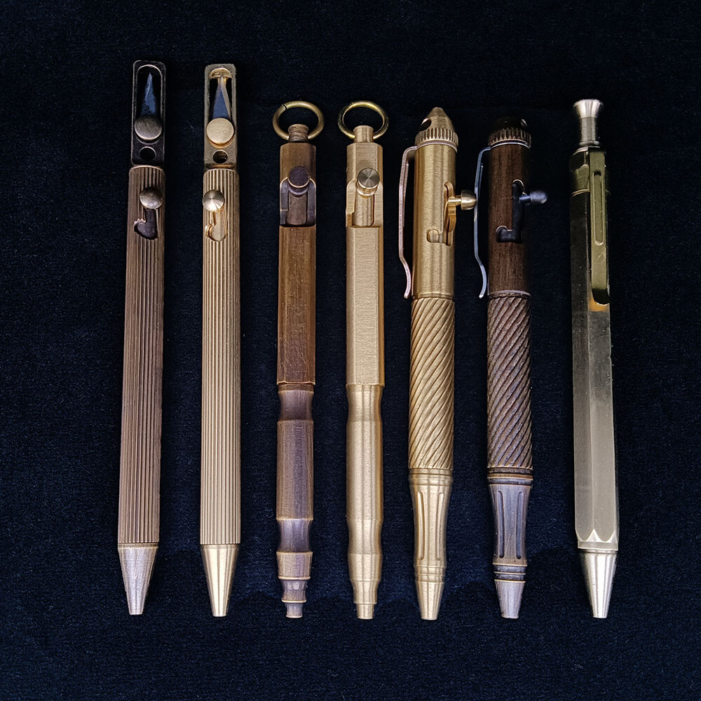 Solid Brass Bolt Action Ball Point Quality Pen Copper Art Craft Pocket EDC Gift2