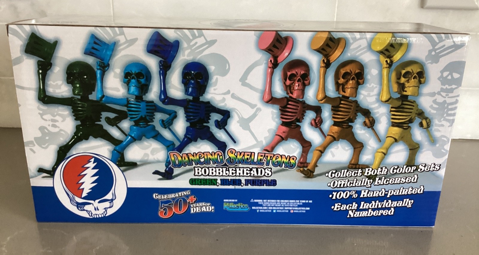 Grateful Dead Green Blue Purple Dancing Skeletons Bobblehead Limited Edition