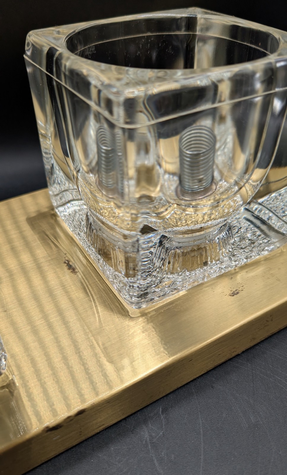 Peill & Putzler MCM Ice Cube Flush Mount Crystal & Gold Tone Ceiling Wall AS IS