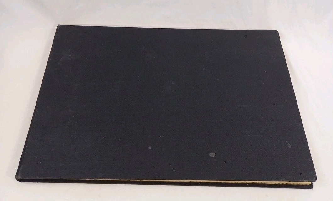 Vintage French Ephemera Folder Black Marbled Textured Pattern Julien Noury