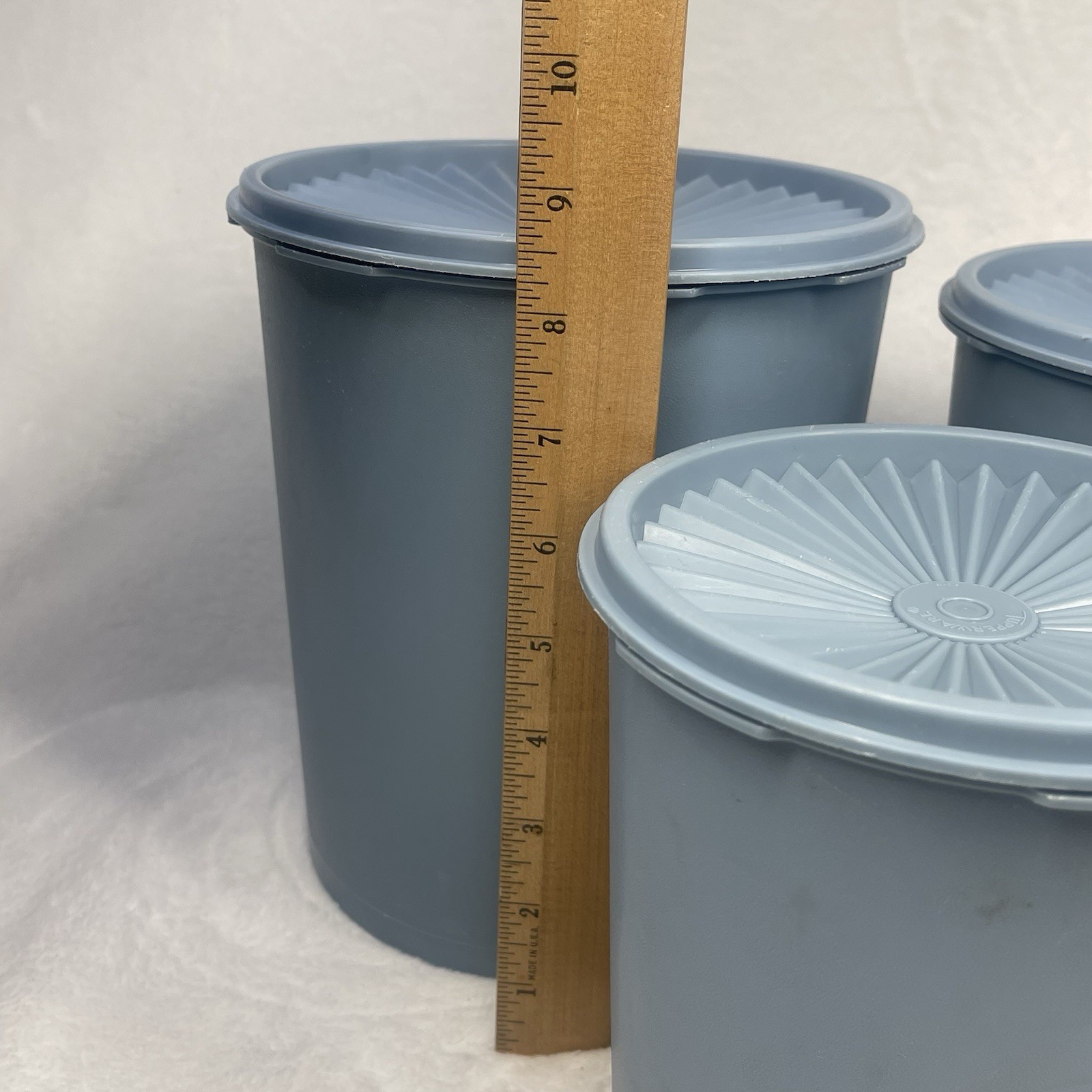 VTG Tupperware Servalier Canister Set 4 Blue Gray Nesting 805 807 809 811