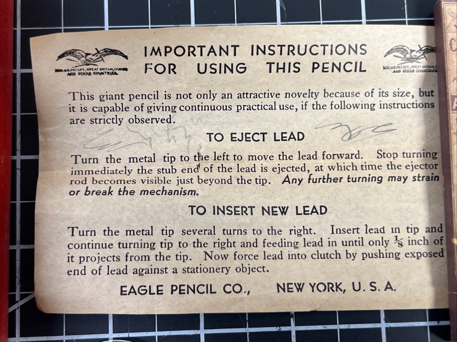 1929 Popeye Mechanical Pencil Eagle Company Original Box 944 Copying Leads 1920s