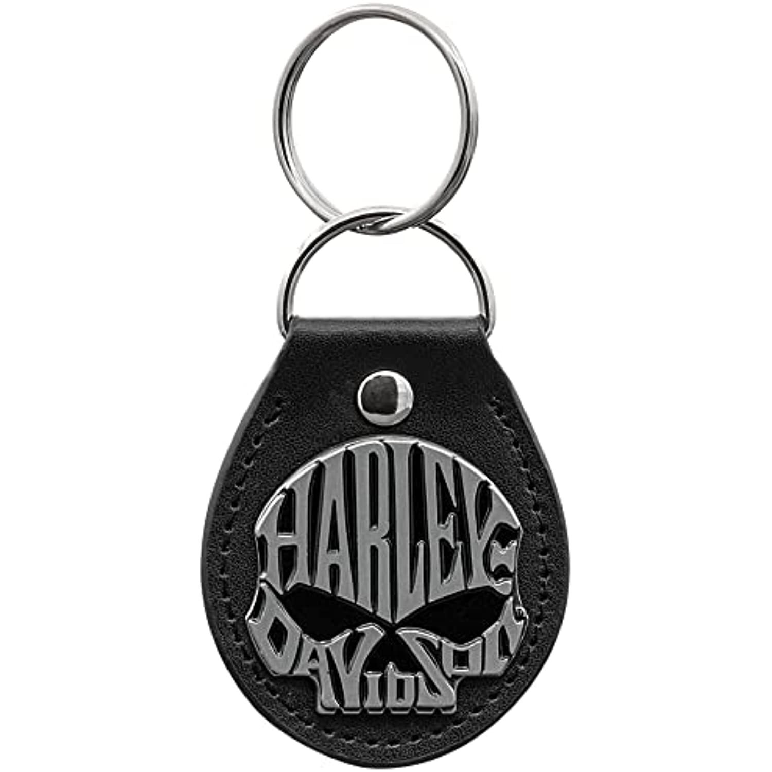 Harley-Davidson Willie G Skull Brushed Metal on Black Vinyl FOB Key Chain 4546