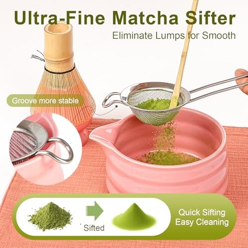 Matcha Whisk Set – 7-Piece Matcha Set & Complete Matcha Kit 7Pcs Playful Pink