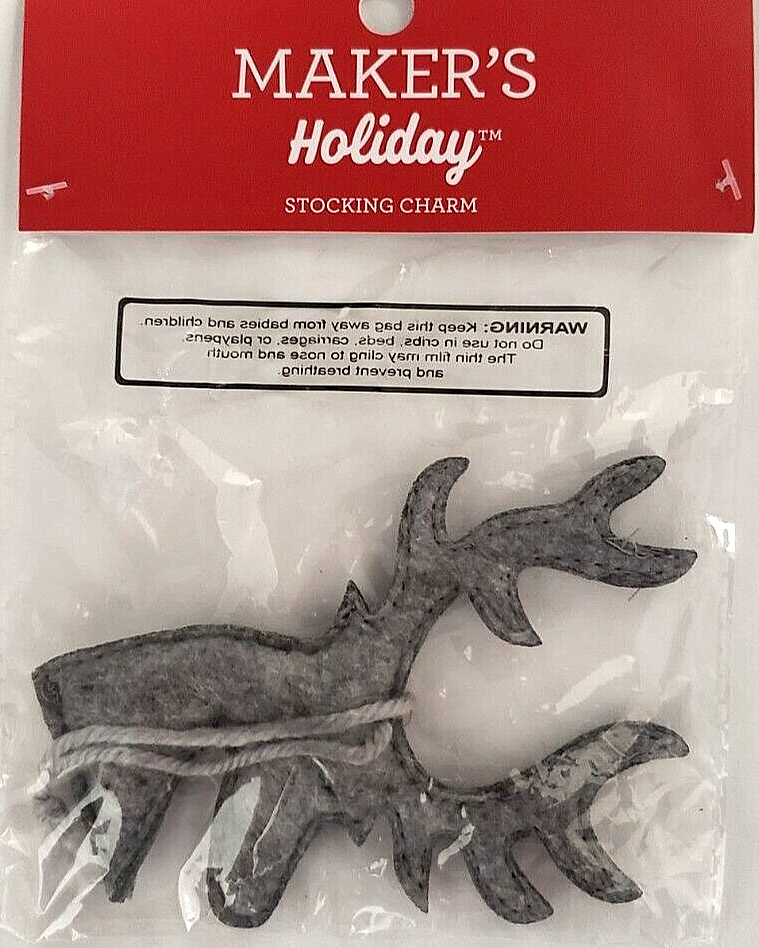 MAKER’S HOLIDAY Felt Stocking Charm (Ornament) – DEER HEAD – 1 pc