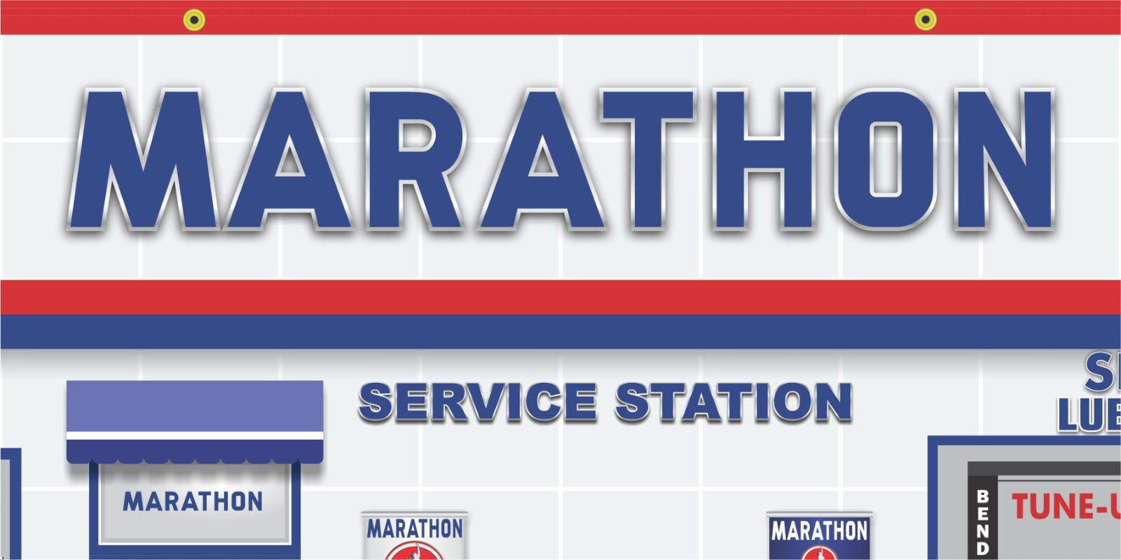 MARATHON OIL GAS SERVICE STATION SCENE GAS PUMP WALL MURAL SIGN BANNER ART SIZES
