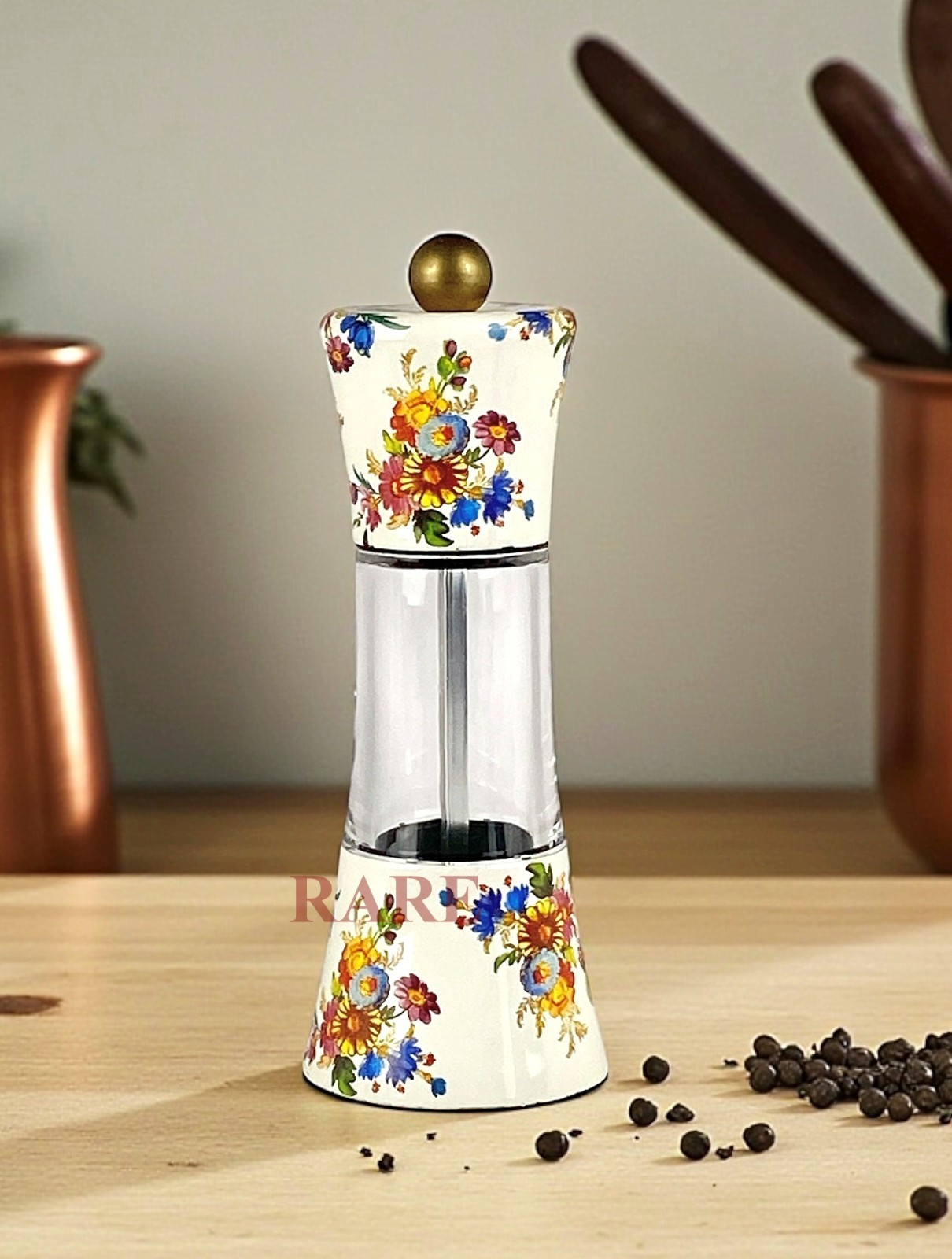 MacKenzie Childs White Flower Market Salt OR Pepper Grinder No Box Imperfections