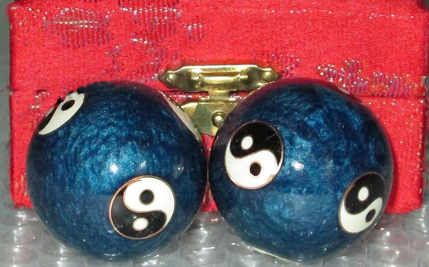 Blue Chinese Baoding Balls Hand Exercise Therapy Stress Relief Meditation 3581