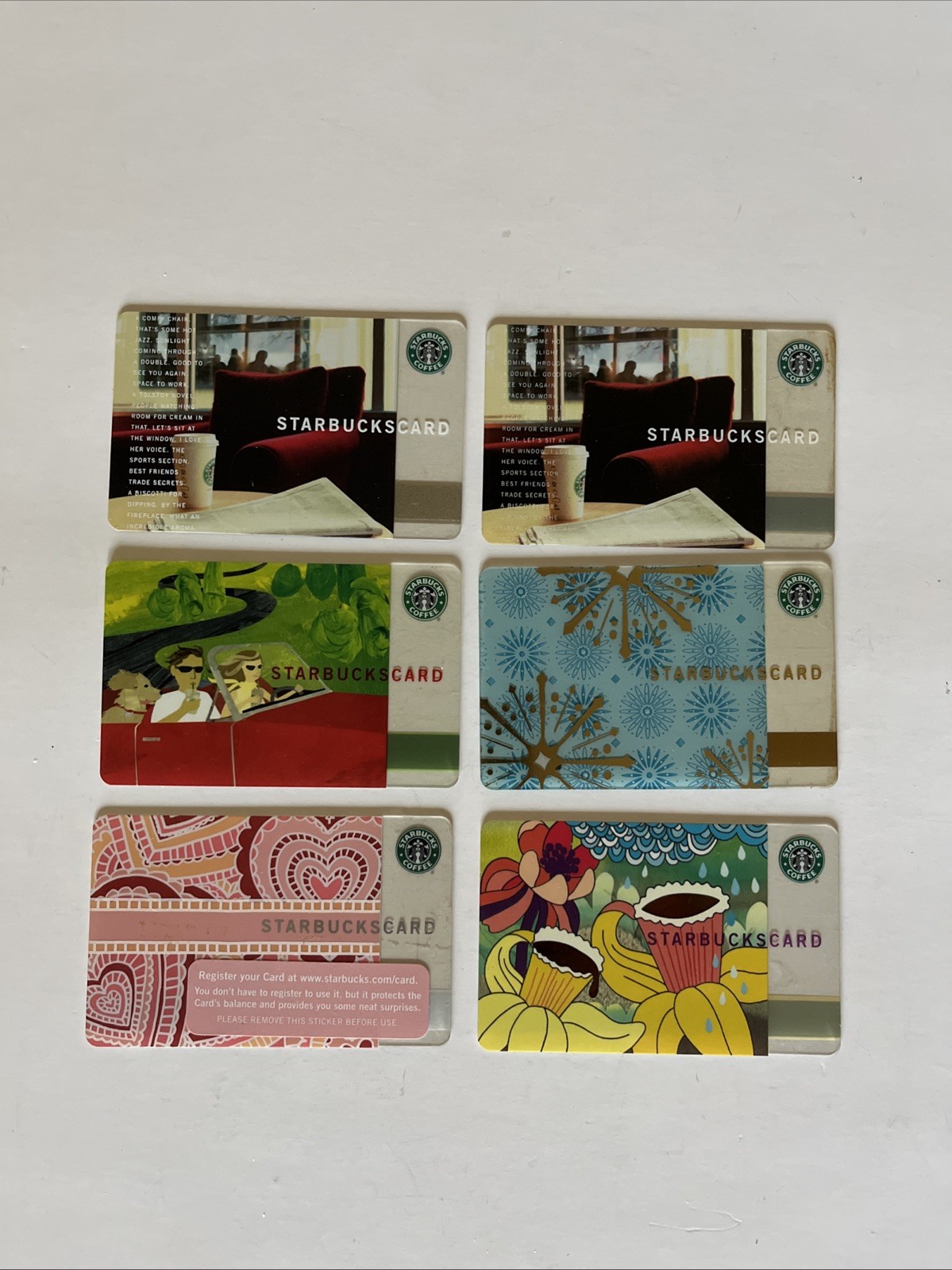 Vintage 2004 – 2006 Used lot Starbuck Coffee Gift Cards No Balance