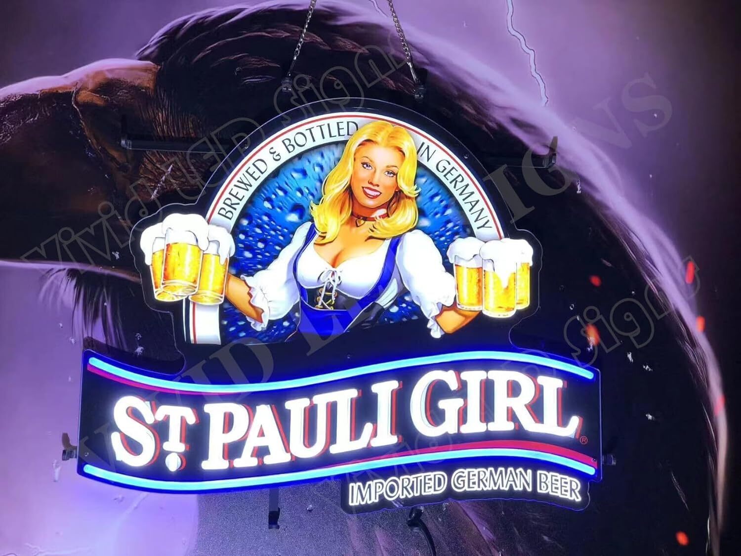 St. Pauli Girl Beer German 24″x20″ Vivid LED Neon Sign Light Lamp With Dimmer