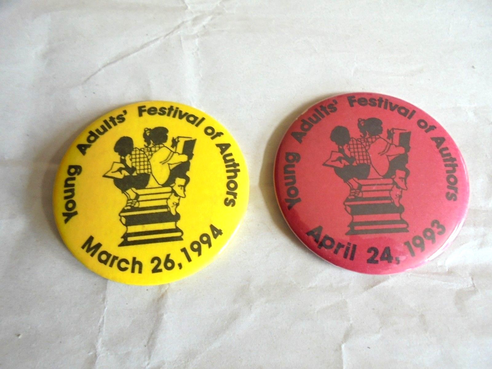 2 Cool Vintage Young Adults’ Festival of Authors Book Pinbacks 1993 & 1994