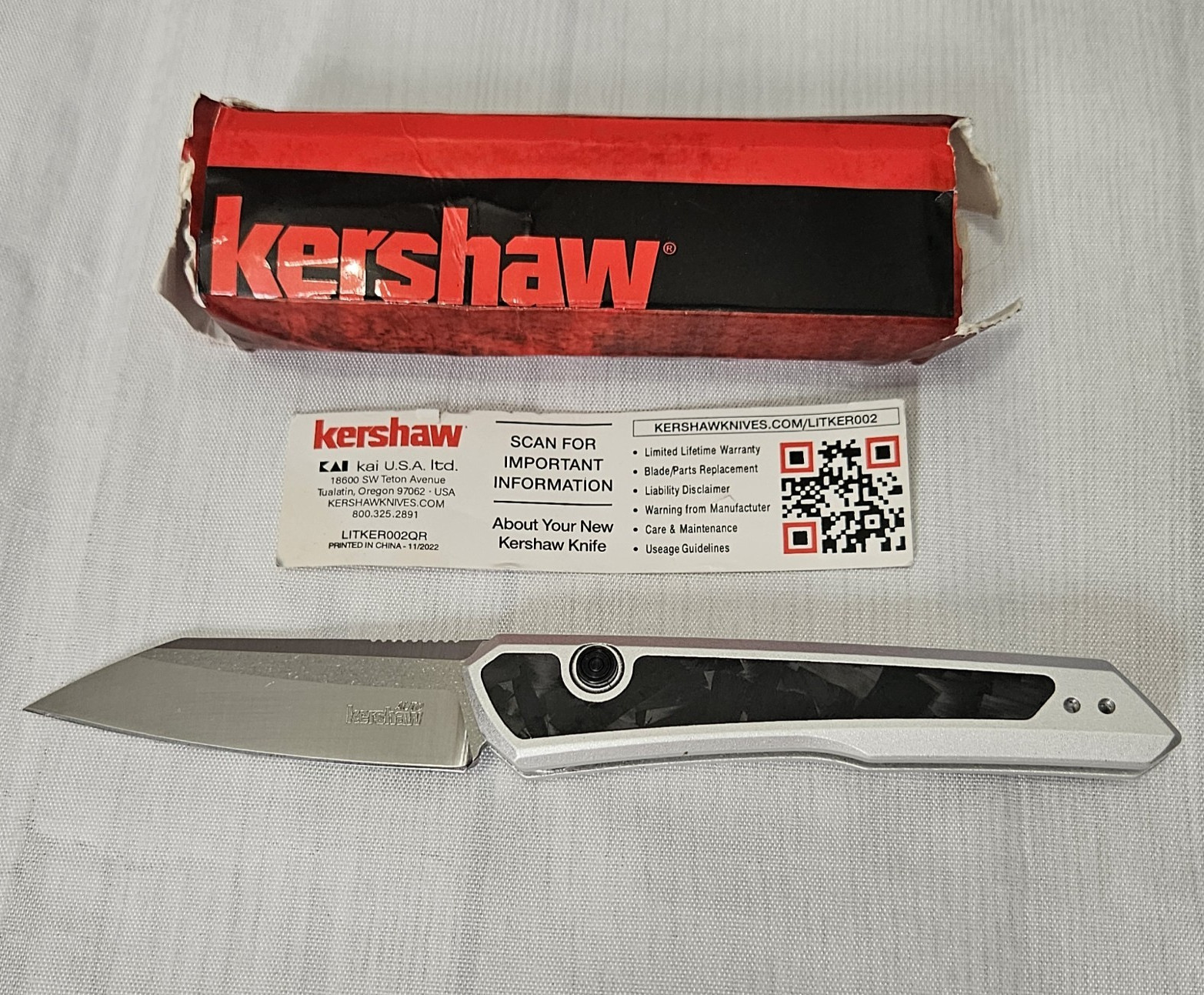 Kershaw 7050 Magnacut Tanto Plain Edge Frame Lock Aluminum Manual, Clip