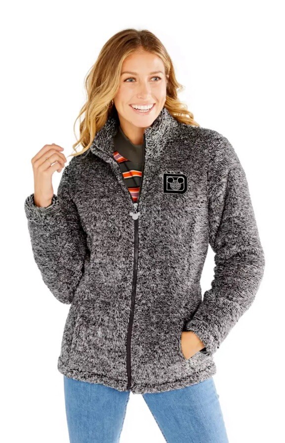 Disney Parks Mickey Mouse Fleece Sherpa Zip Up Jacket D Logo Gray Adult XL NEW