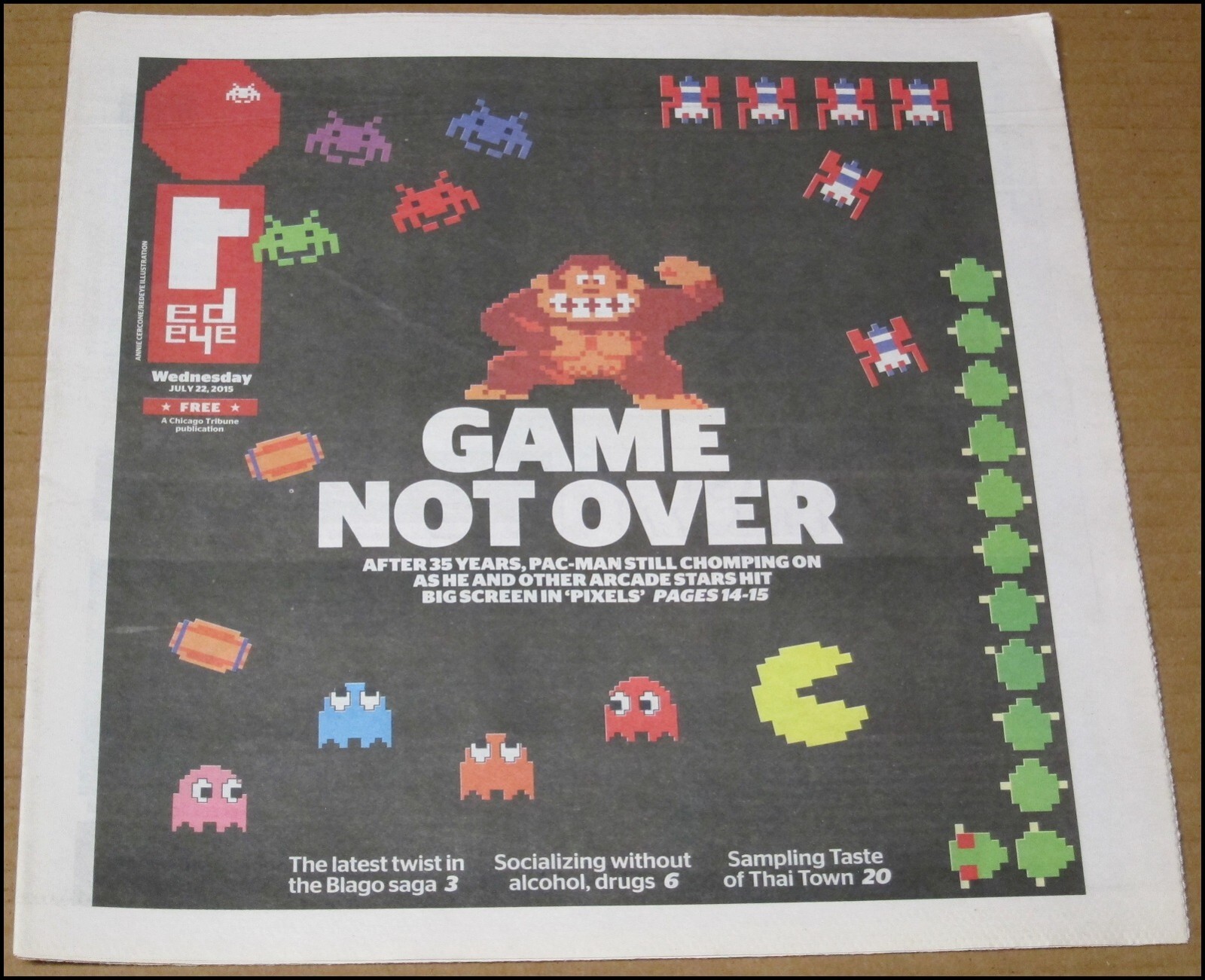 7/22/2015 Red Eye Chicago Newspaper Pixels Film Pac-Man Donkey Kong Adam Sandler