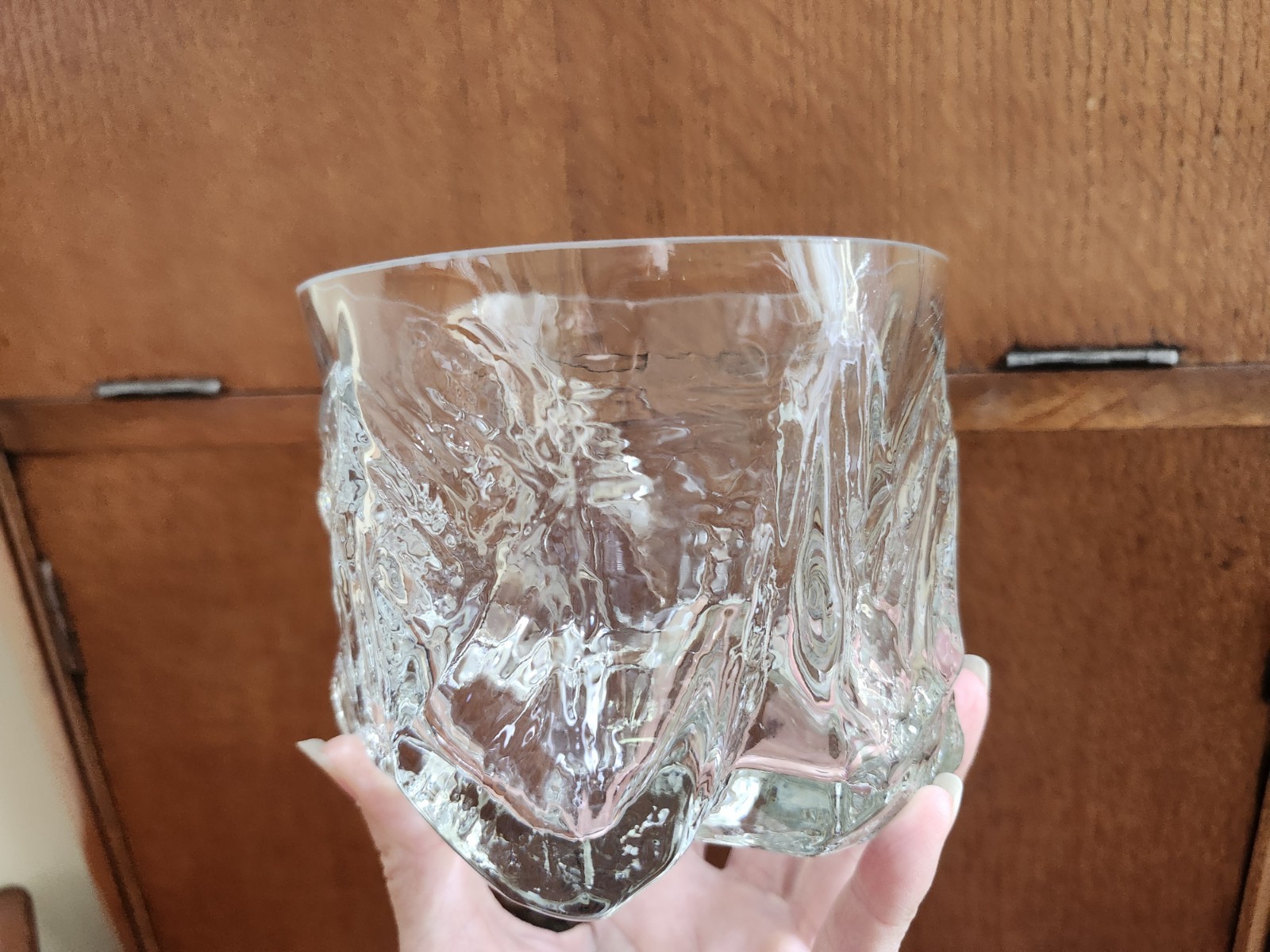 Peill & Putzler Clear 1970’s Ice Relief Glass Ice Cube Bowl Ice Bucket