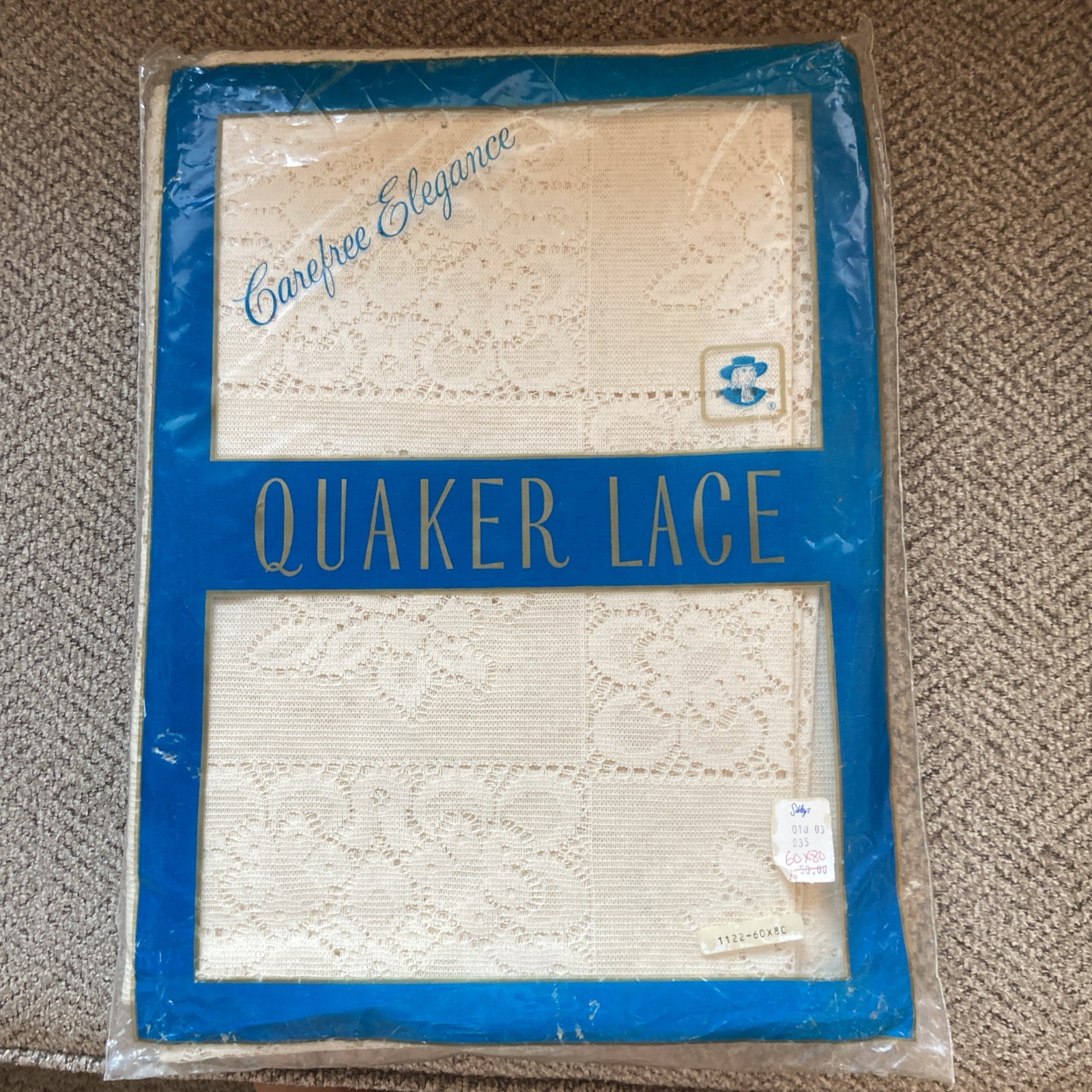 New Vintage Quaker Lace Ivory Tablecloth PATCHWORK FLOWERS 60×80 Oblong NIP