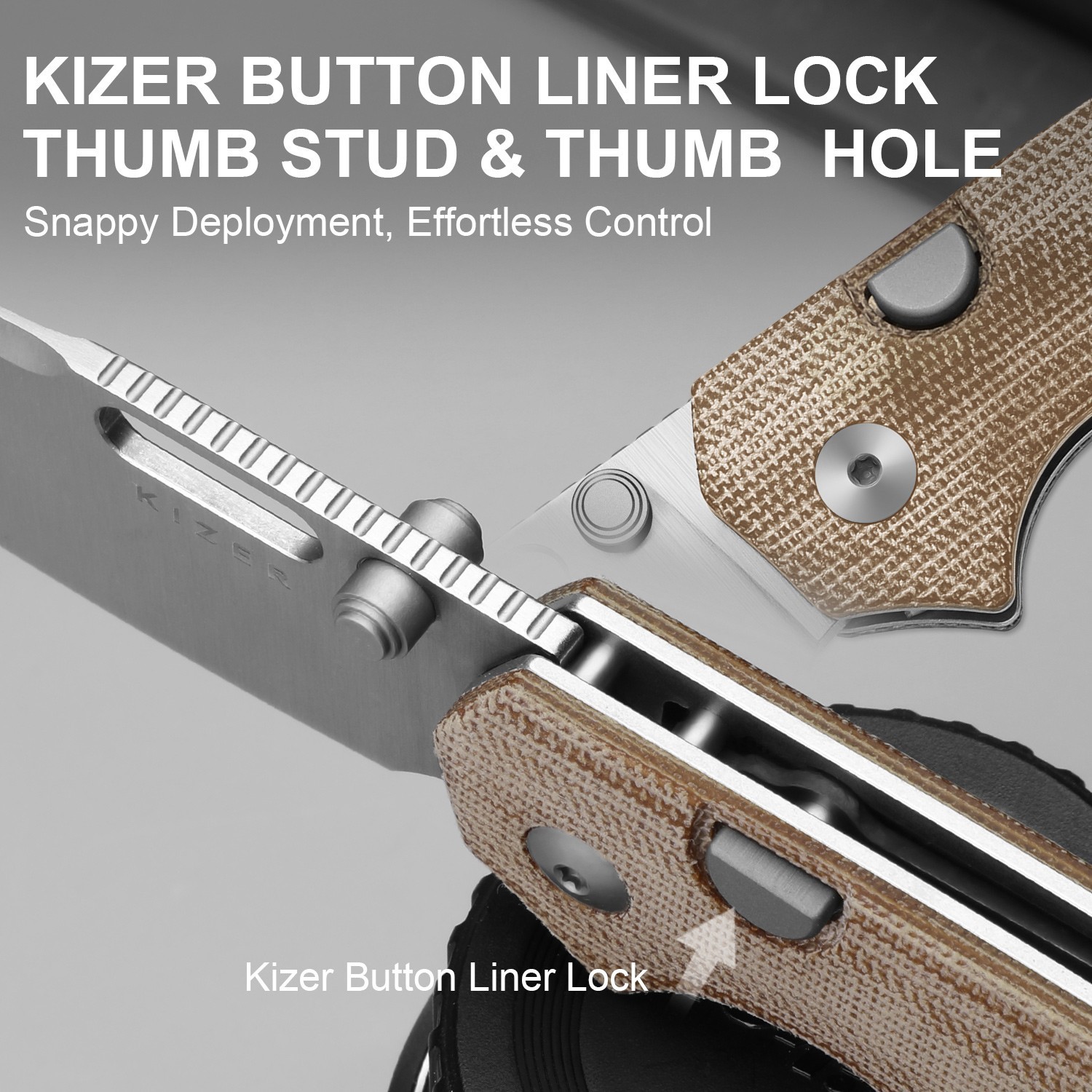 Kizer Outposter Folding Pocket Knife Nitro-V Blade Micarta Handle V3802BDA1