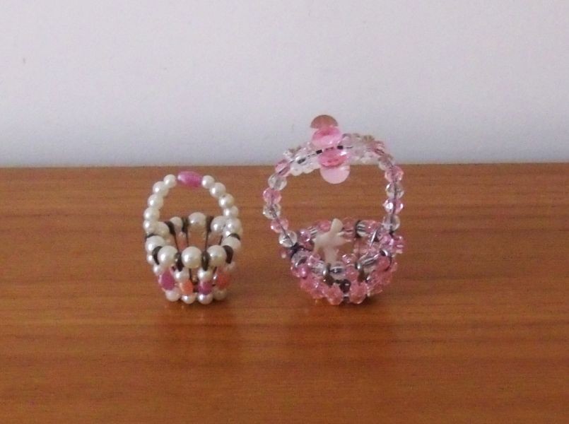 Two Miniature Beaded Baskets