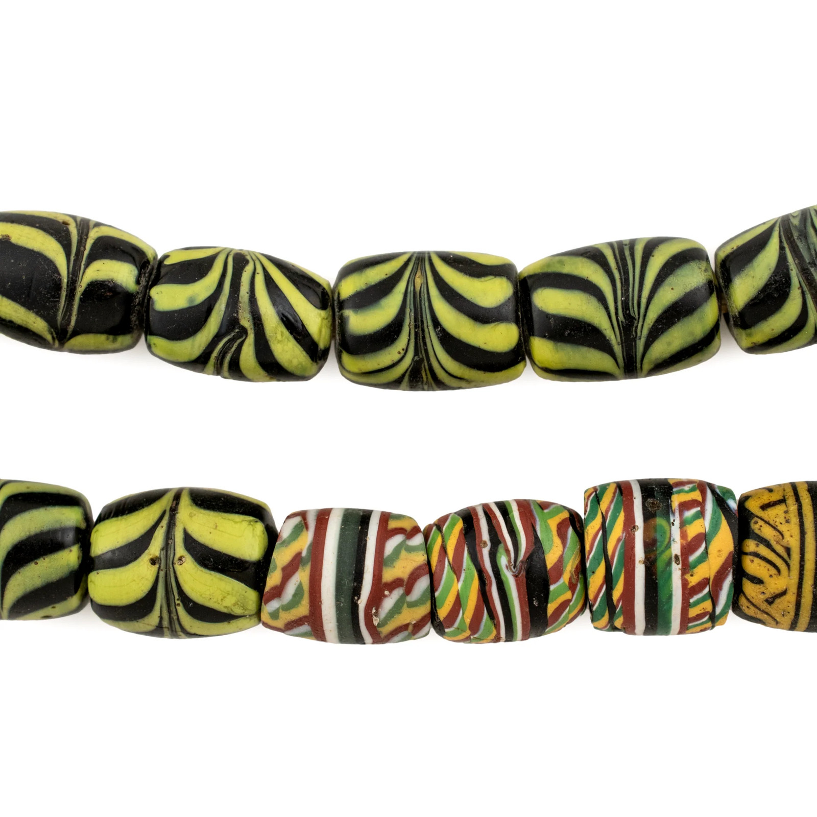 Antique Fancy Venetian African Trade Beads #16609 10mm Ghana Multicolor Oval
